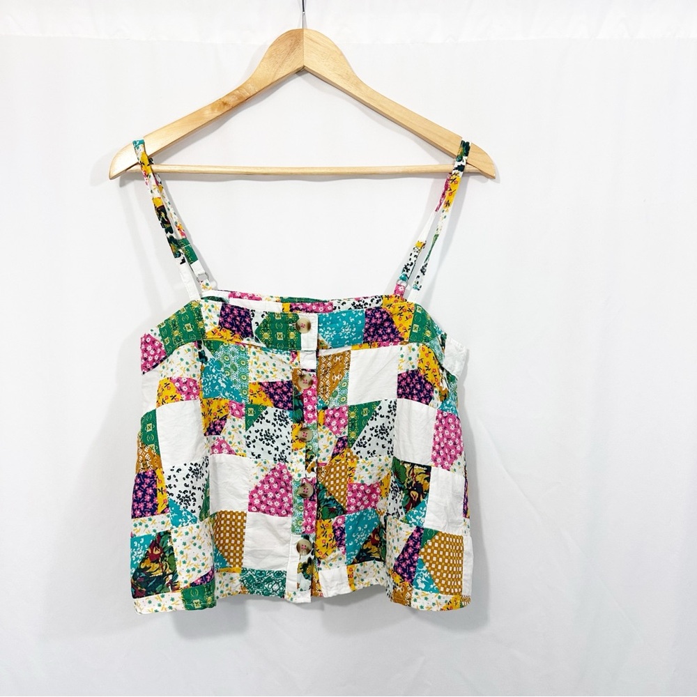 NWT Anthropologie Patchwork Button Boho Western Down Cami Tank Top - Picture 3 of 11